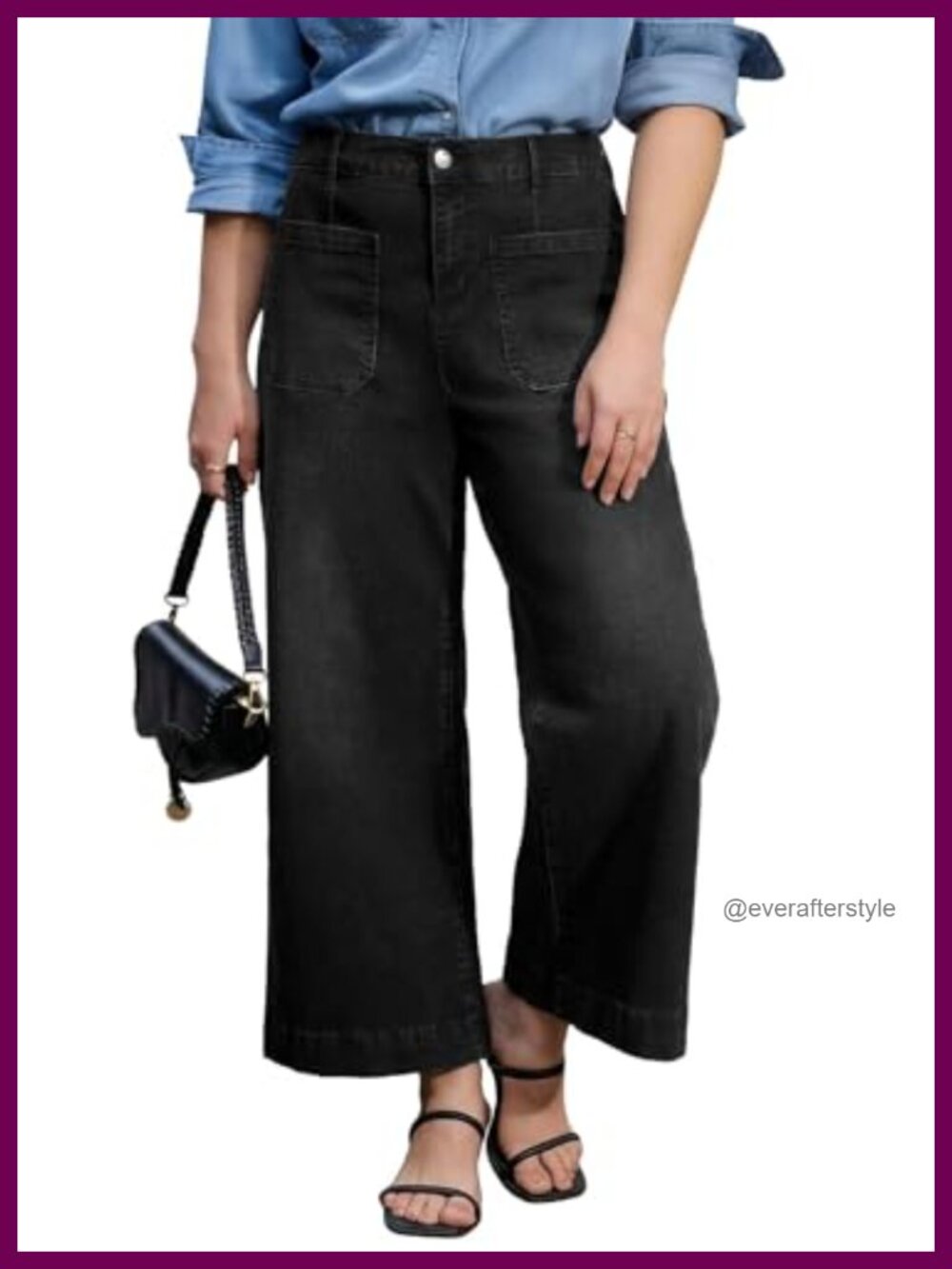 Plus Size Wide Leg Stretchy High Waist Jeans for Curvy Women with Pockets